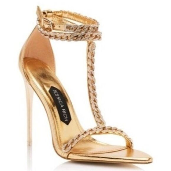 REVOLVE JESSICA RICH GOLD EMBELLISHED LUXE SANDAL 120 MM - Picture 2 of 13